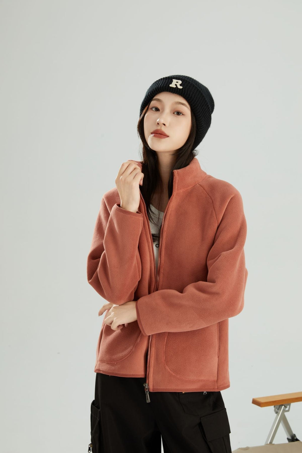 Lambswool Stand Collar Cardigan Short Coat Pi-Mart