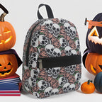 Skull rose pattern print backpack, waterproof nylon backpack purse lightweight - SJB-DIAMOND ELITES
