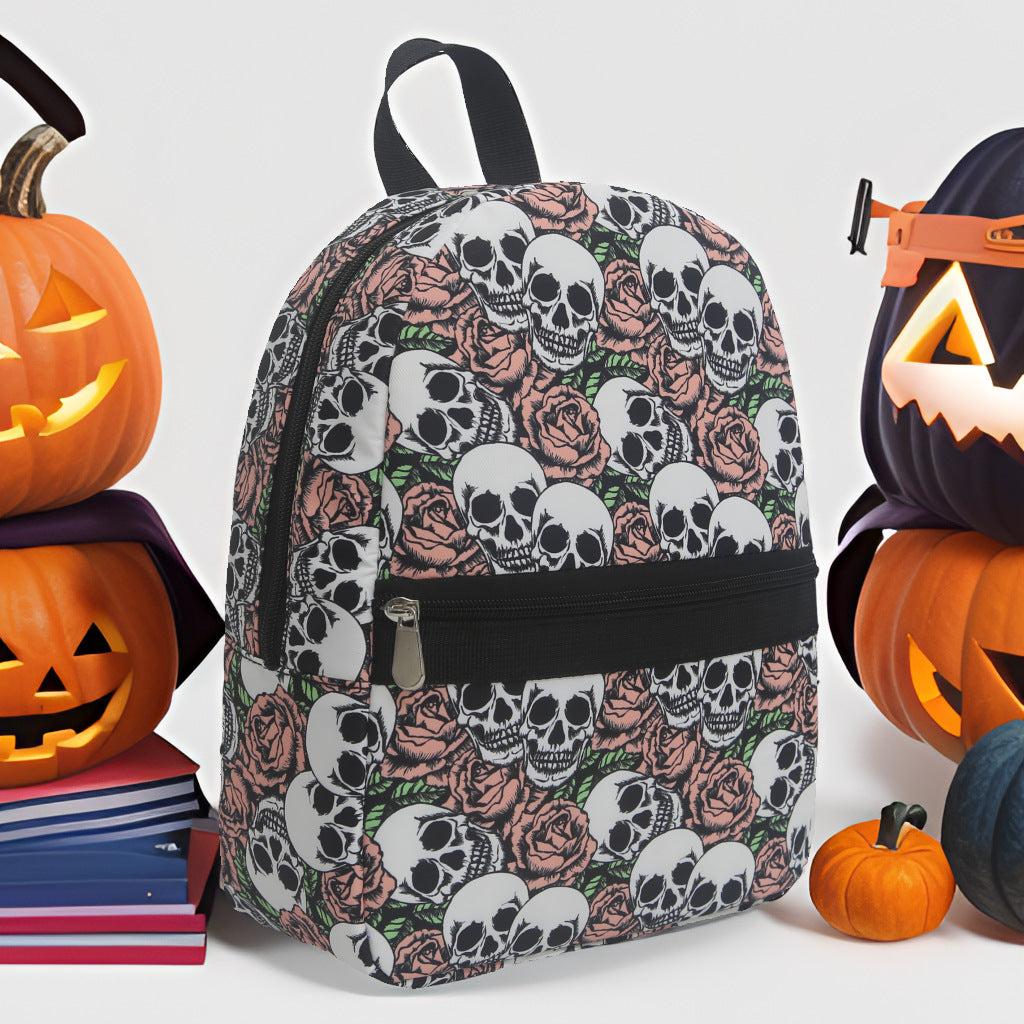 Skull rose pattern print backpack, waterproof nylon backpack purse lightweight - SJB-DIAMOND ELITES