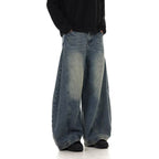 Men's American Retro Washed Design Wide Leg Loose Jeans Lootquake LLC