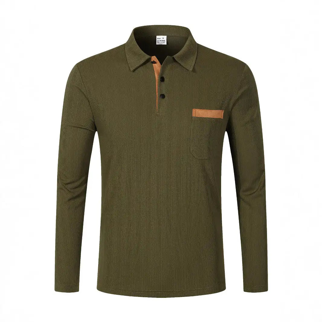 Sports Long Sleeve Lapel Men's Polo Shirt