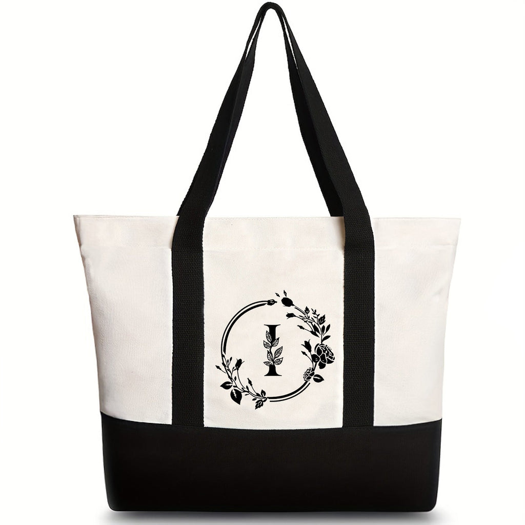Canvas shoulder bag, large capacity letter print tote bag, women's fashion lightweight portable gift bag - SJB-DIAMOND ELITES
