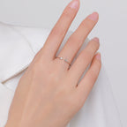 Sterling Silver Micro Inlaid Zircon Adjustable Open Ring Pi-Mart