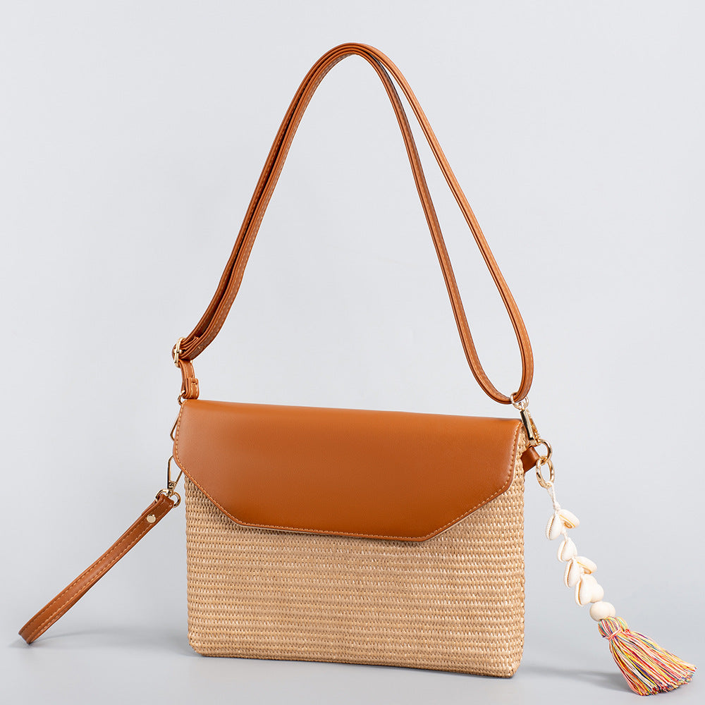 Tassel straw small crossbody bag seaside beach bag holiday crossbody shoulder bag evening clutch bag ladies - SJB-DIAMOND ELITES