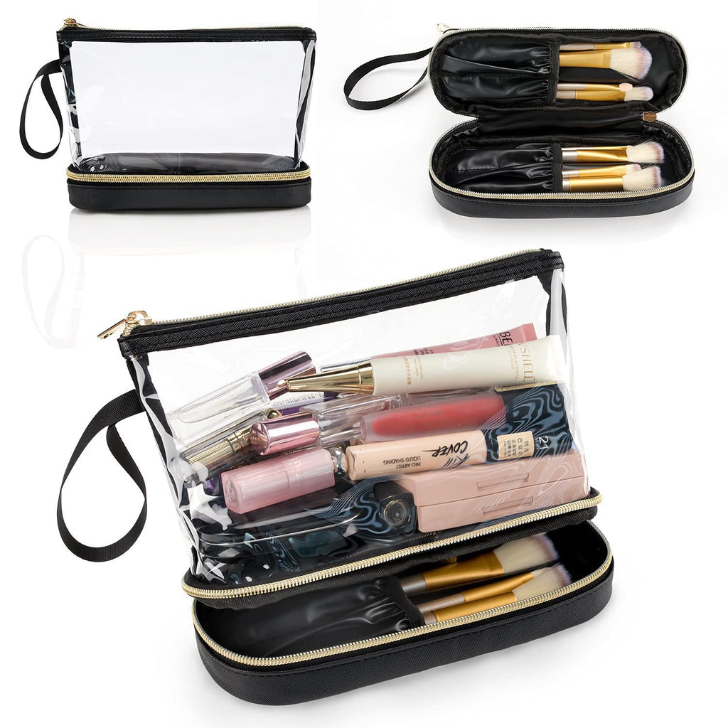 Transparent cosmetic bag, multifunctional double-layer large-capacity PVC cosmetic bag, storage portable travel bag, wet and dry separation washing bag for College Dorm Camp GymTransparent Cosmetic Bag, - SJB-DIAMOND ELITES