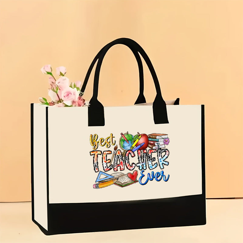 Canvas tote bag, large capacity printed tote bag women's, fashionable waterproof portable shopping bag - SJB-DIAMOND ELITES