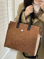 Large tote bag, matte suede tote bag, top handle bag, commuter shoulder bag