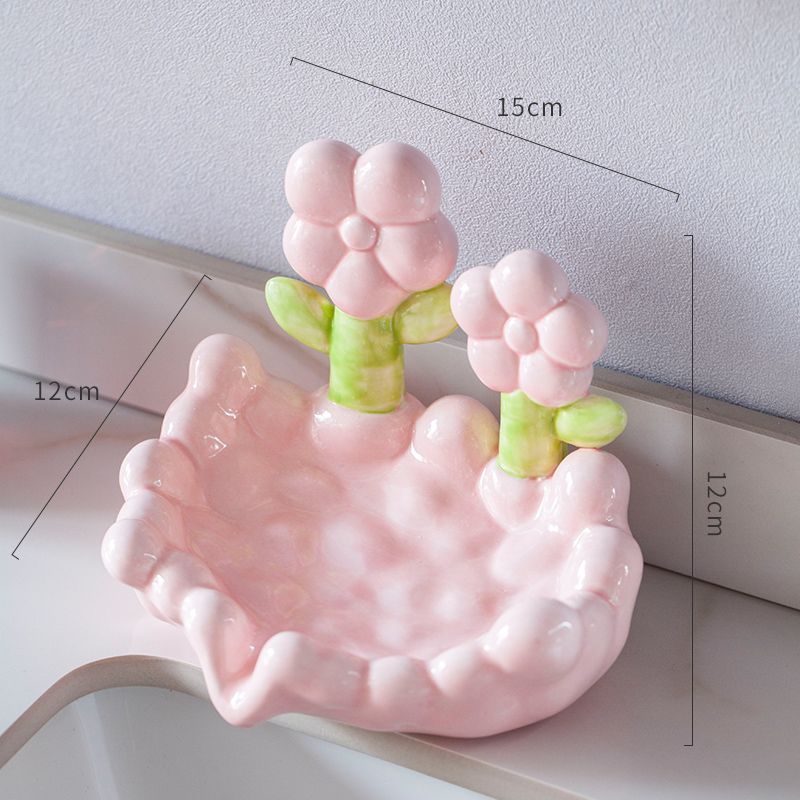 Home Creative Cute Flowers Ceramic Soap Box