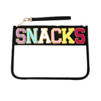 PVC transparent storage bag, embroidered letter cosmetic bag, wash storage towel embroidered file bag 2pcs, - SJB-DIAMOND ELITES