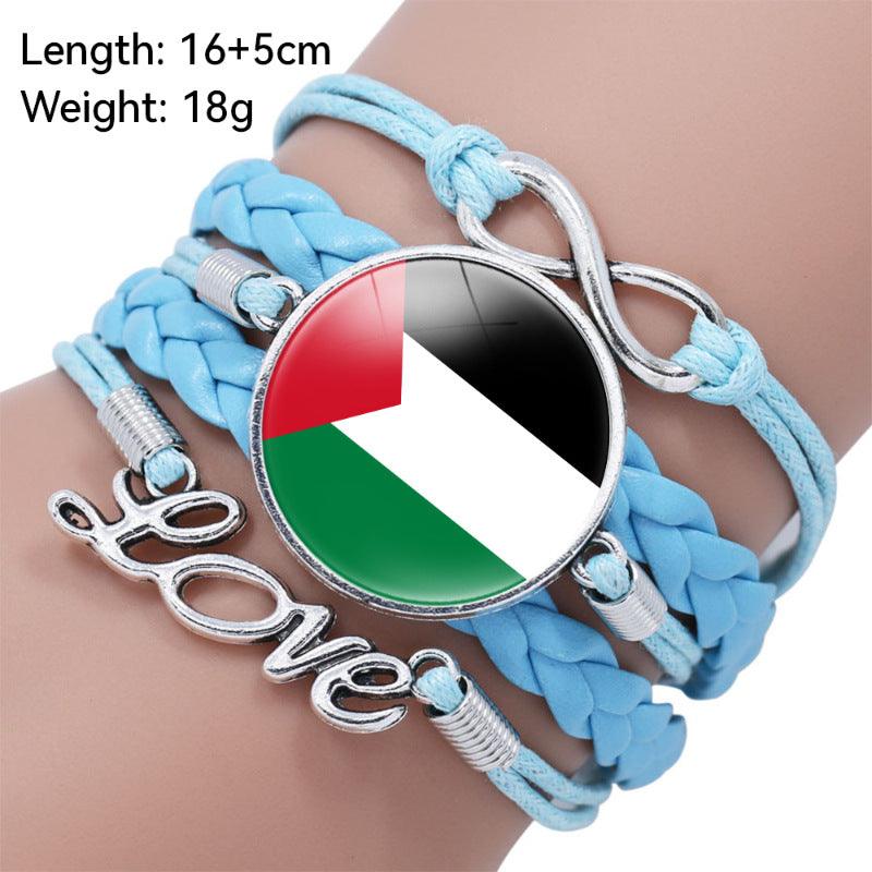 Palestinian flag keffiyeh pattern time gemstone love & ∞ style multi-layered bracelet (MAC080) - SJB-DIAMOND ELITES