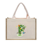 Cotton and linen canvas tote bag, printed letter tote bag, portable light handbag, gift shopping bag - SJB-DIAMOND ELITES