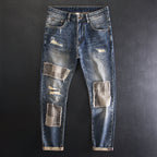 Retro Beggar Ripped Patch Jeans For Men Lootquake LLC