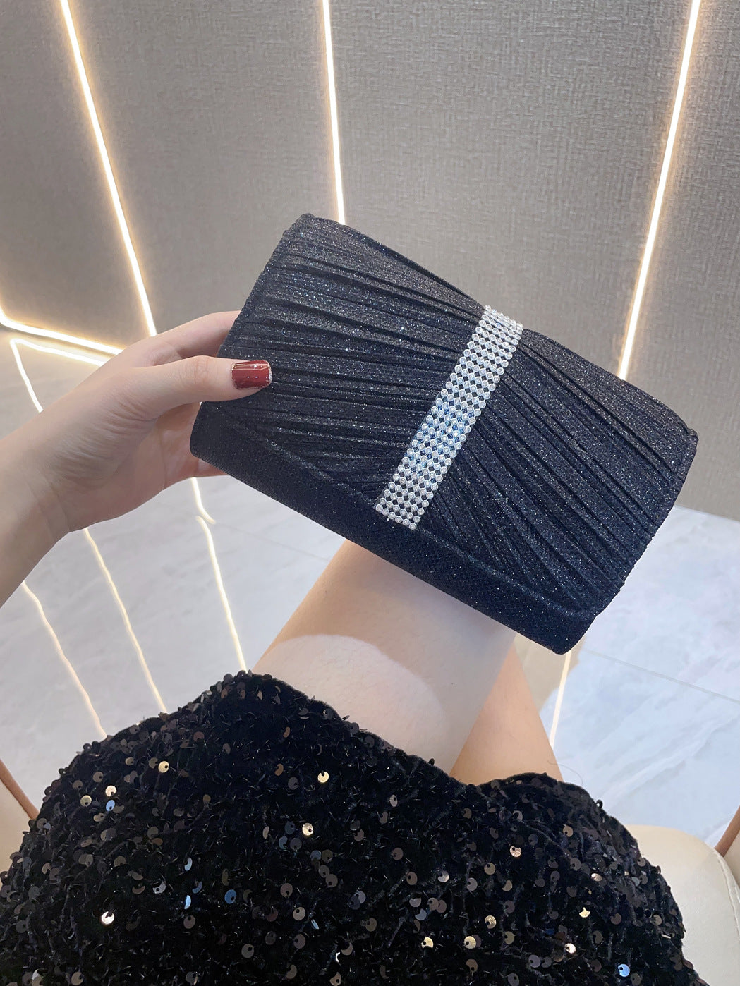 Girl texture diamond bag evening dress banquet hand bag cheongsam bag - SJB-DIAMOND ELITES