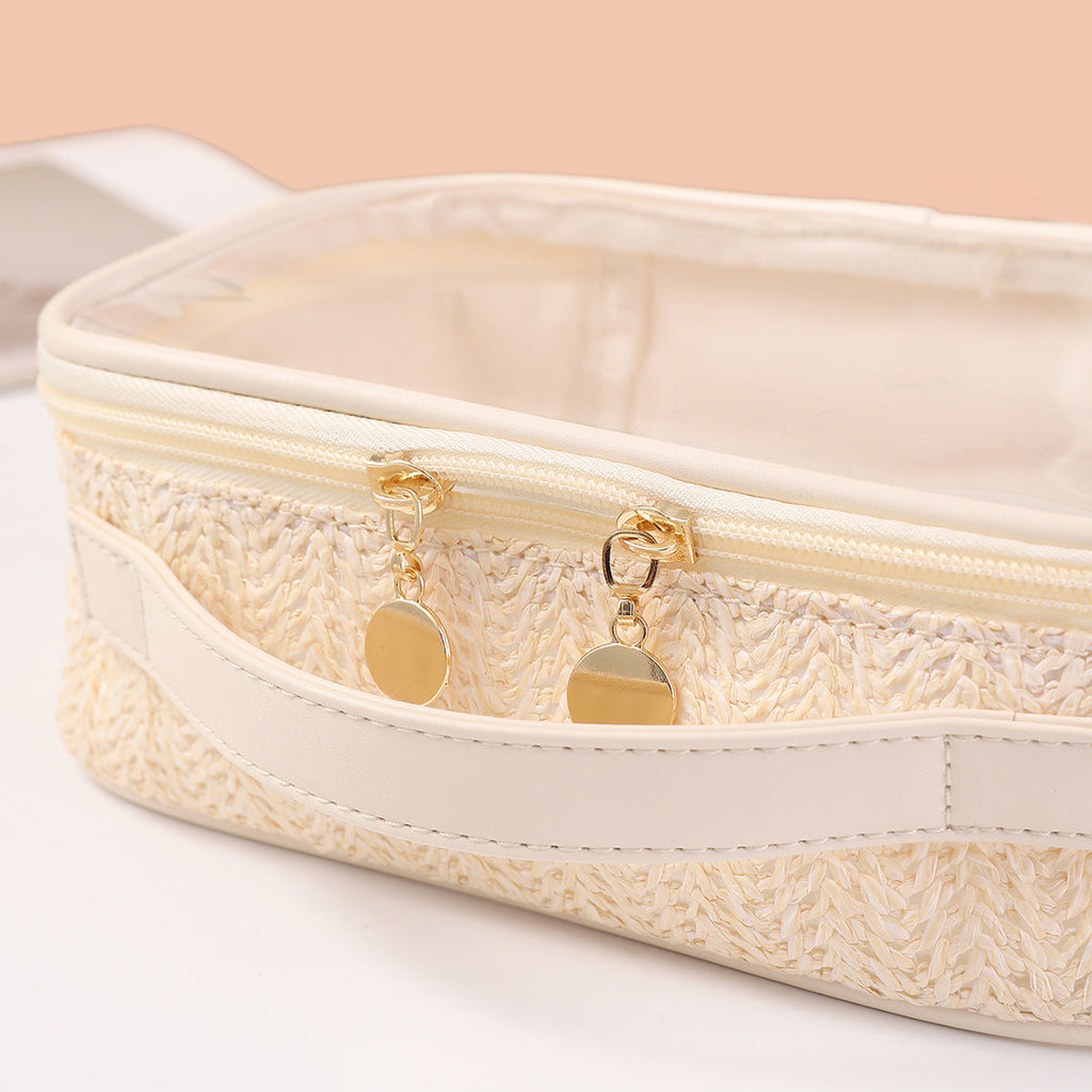 Ladies woven tote cosmetic bags, lightweight makeup bags,Business trip Transparent toiletries bag, Cosmetics storage bag, Transparent Cosmetic Bag, - SJB-DIAMOND ELITES