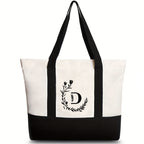Canvas shoulder bag, large capacity letter print tote bag, women's fashion lightweight portable gift bag - SJB-DIAMOND ELITES