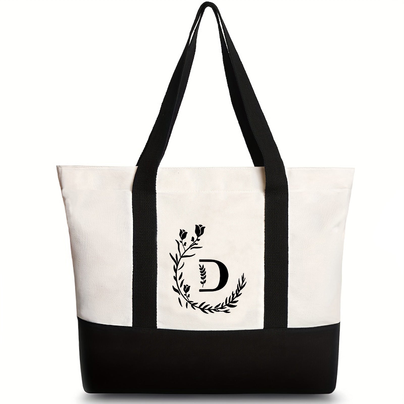Canvas shoulder bag, large capacity letter print tote bag, women's fashion lightweight portable gift bag - SJB-DIAMOND ELITES