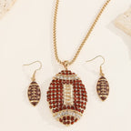 Rhinestone Football Rugby Earrings - Sparkling Sports Fan Dangle Earrings for Women Game Day Party