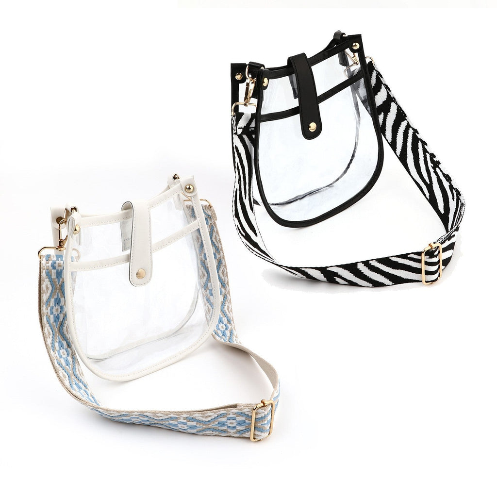 Women's bag large capacity transparent PVC crossbody bag, fashionable magnetic buckle single shoulder retro small crossbody - SJB-DIAMOND ELITES