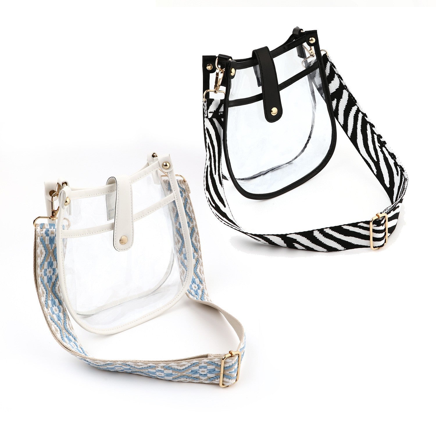 Women's bag large capacity transparent PVC crossbody bag, fashionable magnetic buckle single shoulder retro small crossbody - SJB-DIAMOND ELITES