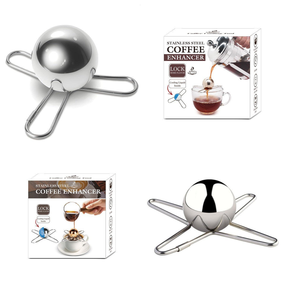 Stainless Steel Bracket Round Spherical Coffee Drink Cooling Tool Pi-Mart