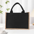 Cotton and linen canvas tote bag, printed letter tote bag, portable light handbag, gift shopping bag - SJB-DIAMOND ELITES