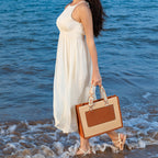 Straw tote bag, seaside vacation tote bag, large capacity beach bag, handbag contrasting color crossbody shoulder bag women with guitar belt - SJB-DIAMOND ELITES