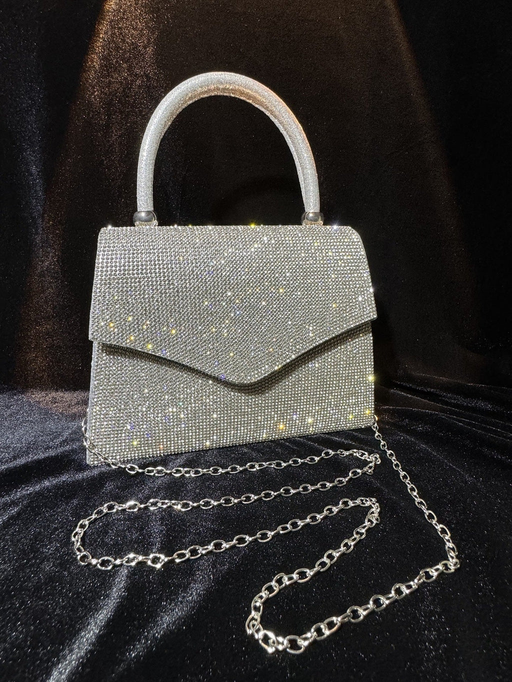 Evening Bag Clutch Purses for Women, Rhinestone silver dinner handbag SHOMICOBOUTIQUE