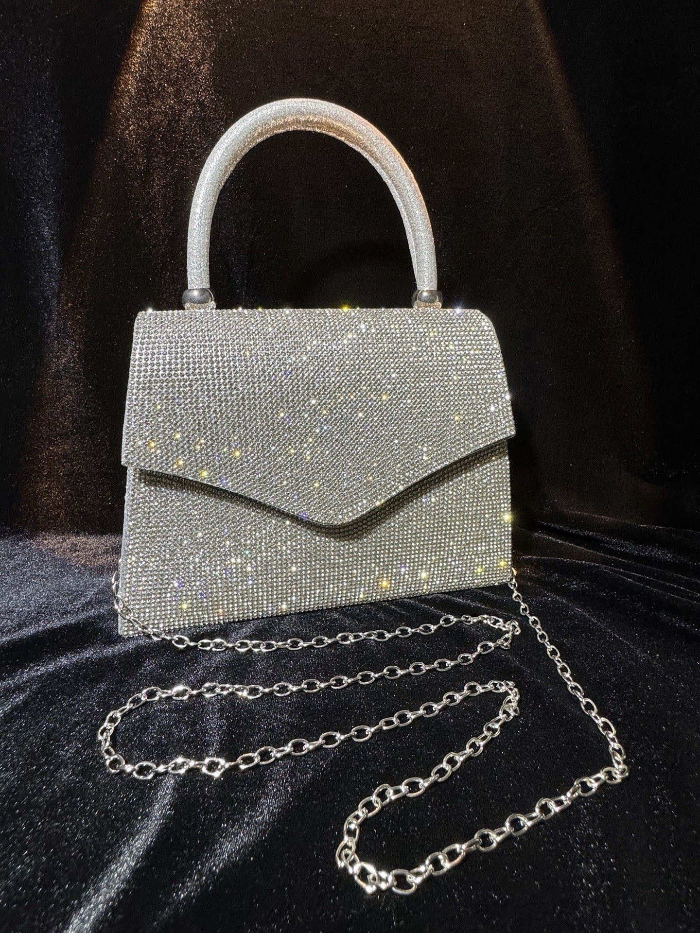 Evening Bag Clutch Purses for Women, Rhinestone silver dinner handbag SHOMICOBOUTIQUE