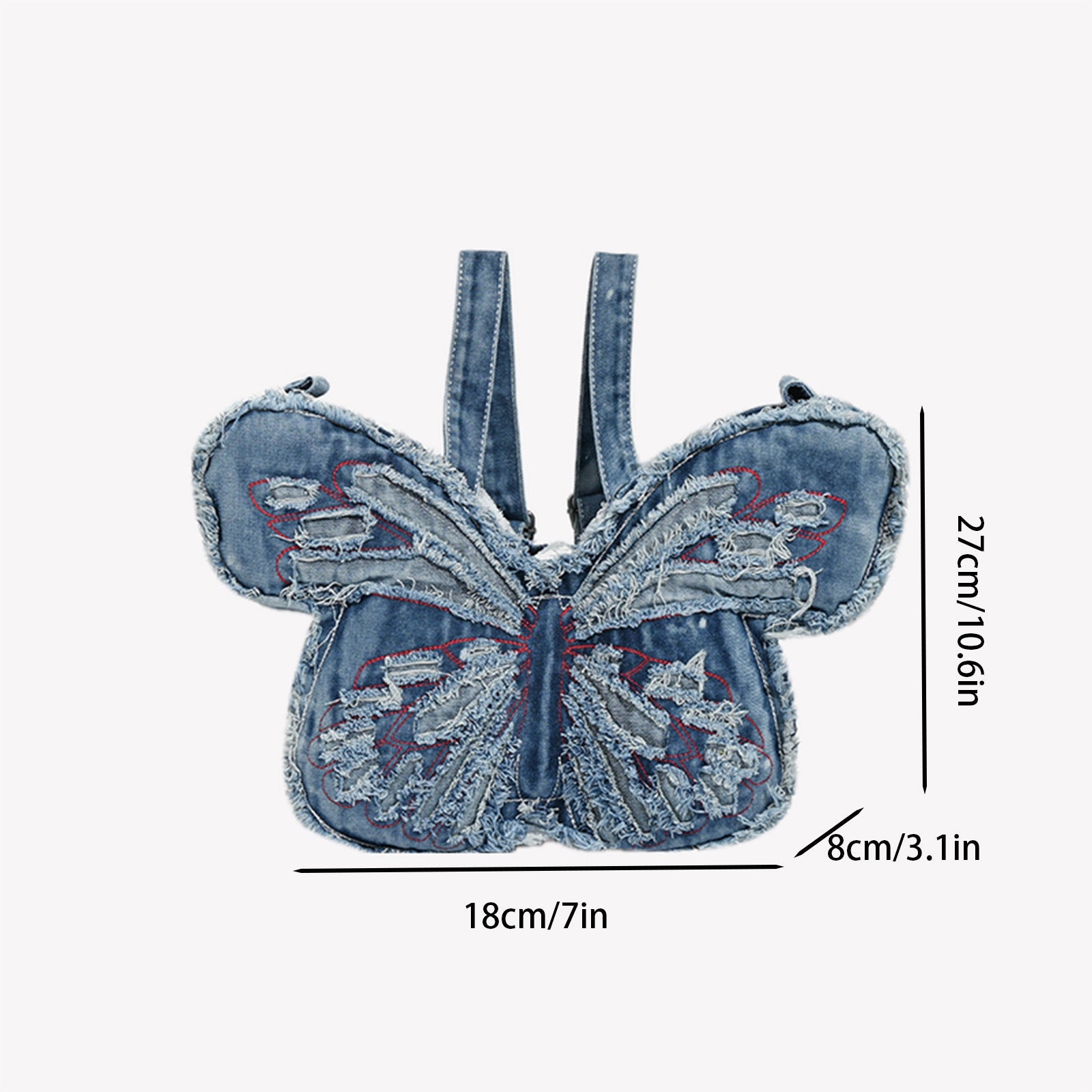 Design washed denim bag, butterfly shaped bag, punk denim bag, shoulder bag, backpack purse for women - SJB-DIAMOND ELITES