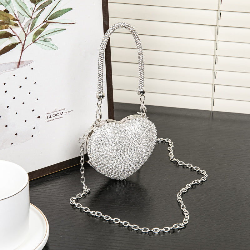 Rhinestone Dinner Bag, Mini heart purse, Small and Exquisite Shiny Dress Bag, Ball Bag, Prom Bag, Party Purse, Prom Bags Clutch, Wedding Purse Evening Purse - SJB-DIAMOND ELITES