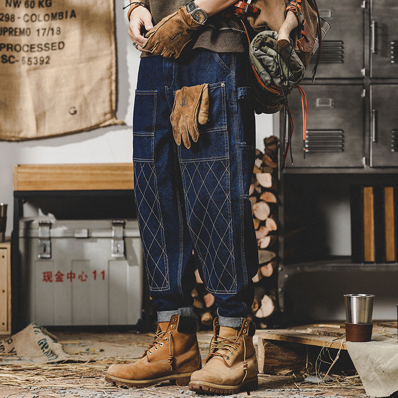 Retro Workwear Jeans Men's Autumn Loose Bright Line Lootquake LLC