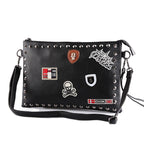 Black rivet clutch bag shoulder messenger bag envelope bag evening - SJB-DIAMOND ELITES