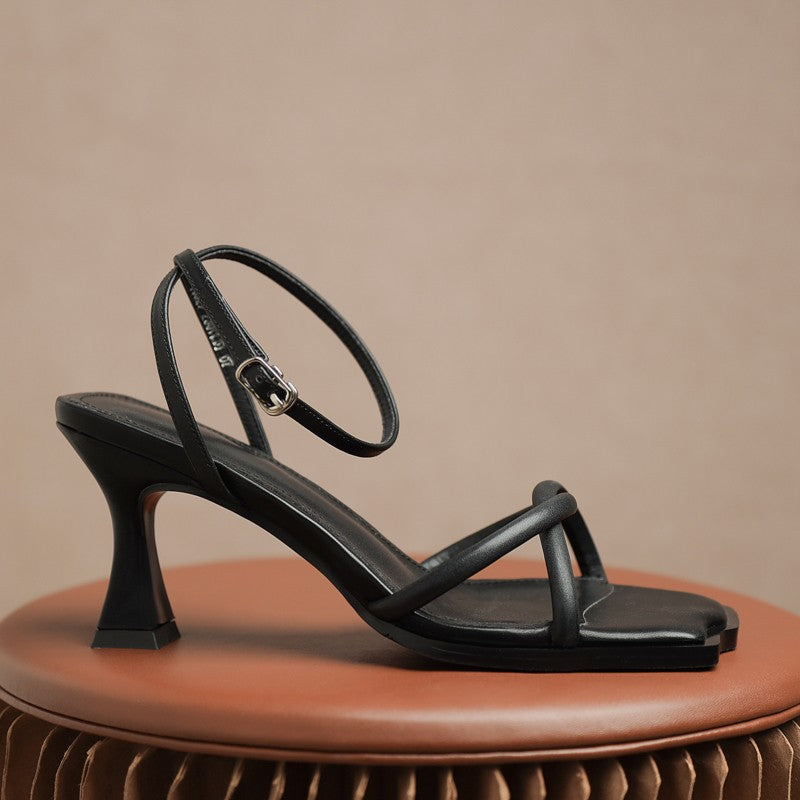 Women's Cross Strappy Open Toe Dressy Sandals Ankle Strap High Heel Bridal Bridesmaid Evening Party Prom Heeled Shoes SHOMICOBOUTIQUE