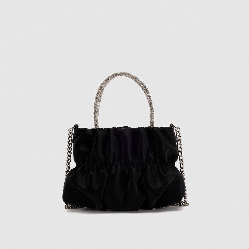 Mini rhinestone hand-held pleated bag, fashion party tote crossbody cloud chain woman - SJB-DIAMOND ELITES