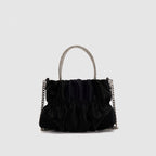 Mini rhinestone hand-held pleated bag, fashion party tote crossbody cloud chain woman - SJB-DIAMOND ELITES