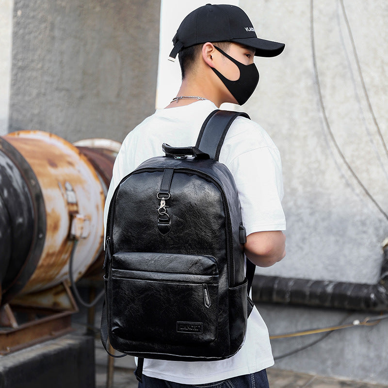Boutique Men's Backpack Fashion Business Fan Large Capacity Soft Leather Backpack Travel Men's Short-haul School Bag MB21080302 - SJB-DIAMOND ELITES