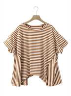 Round Neck Striped Printed T-Shirt Lootquake LLC