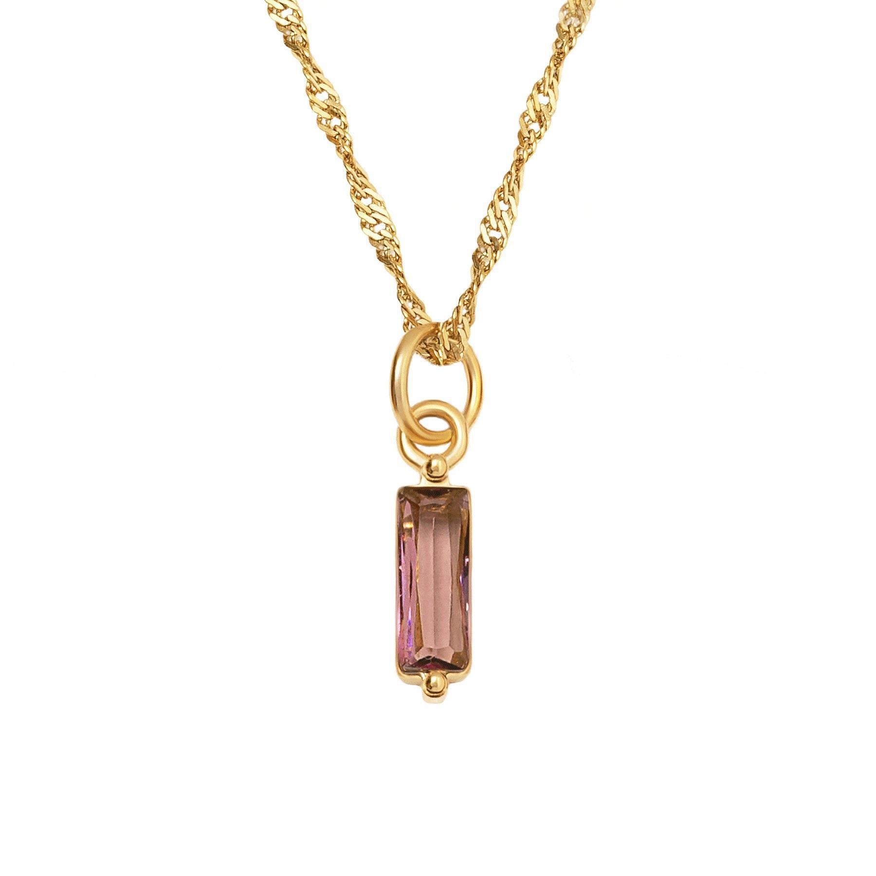 Color Twelve Birthstone Necklace Electroplating Pi-Mart