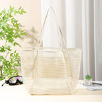 Mesh Shower Tote Bag, Portable Beach Bag, Summer Travel Large Capacity Portable Mesh Tote Bag, Foldable Wash and Makeup bag large - SJB-DIAMOND ELITES