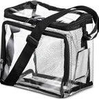 PVC clear lunch bag, adjustable strap front storage compartment mesh pocket, outdoor lunch bag with compartments - SJB-DIAMOND ELITES