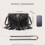 stylish envelope bag, skull fringed bag, women's rivet shoulder crossbody bag - SJB-DIAMOND ELITES