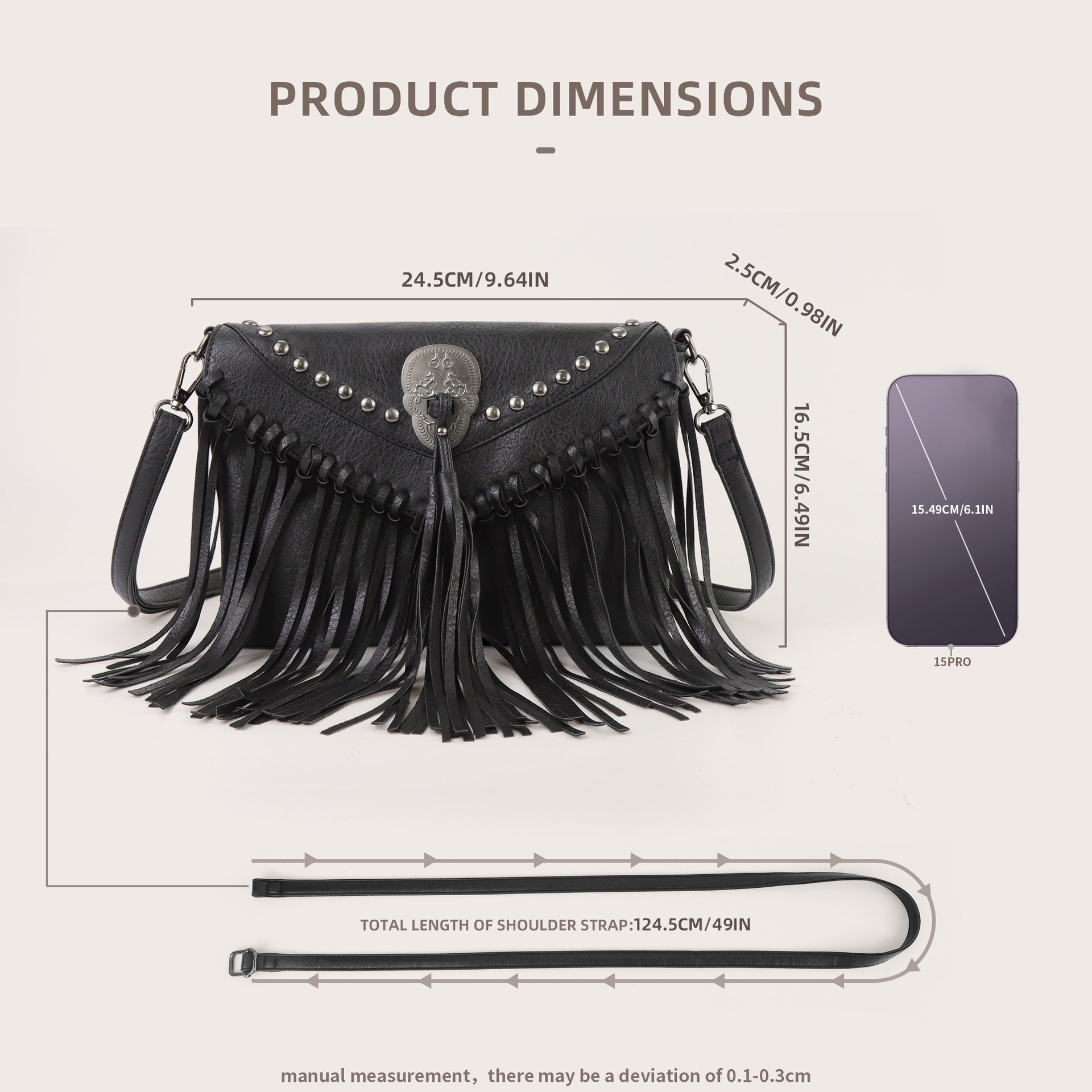 stylish envelope bag, skull fringed bag, women's rivet shoulder crossbody bag - SJB-DIAMOND ELITES