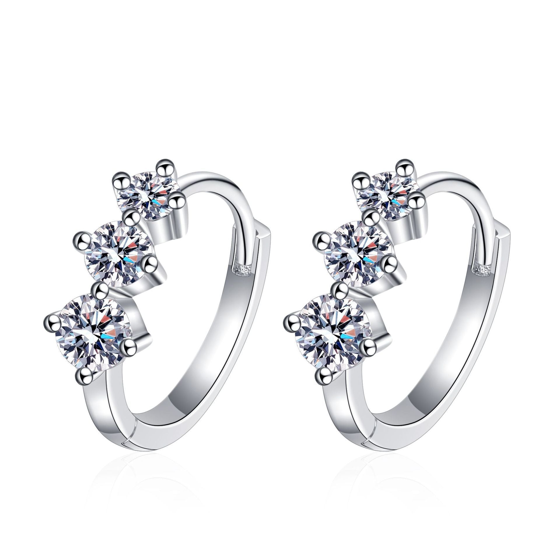 S925 Sterling Silver Plated Pt950 High-grade Ear Ring Moissanite Ear Studs