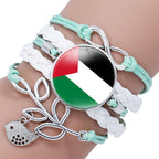 Palestinian flag keffiyeh pattern time gemstone love & ∞ style multi-layered bracelet (MAC080) - SJB-DIAMOND ELITES
