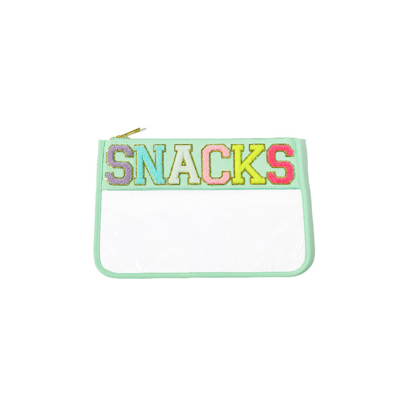 PVC transparent storage bag, embroidered letter cosmetic bag, wash storage towel embroidered file bag 2pcs, - SJB-DIAMOND ELITES