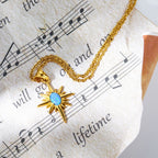 Stainless Steel Natural Opal Vintage Necklace Pi-Mart