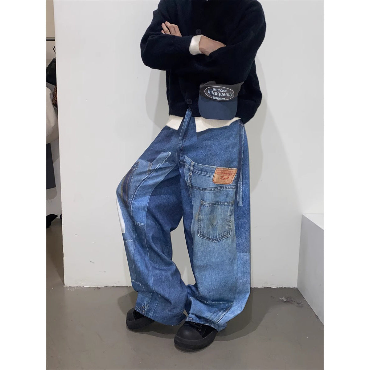 American Retro Independent Design Loose Straight Jeans Men Lootquake LLC