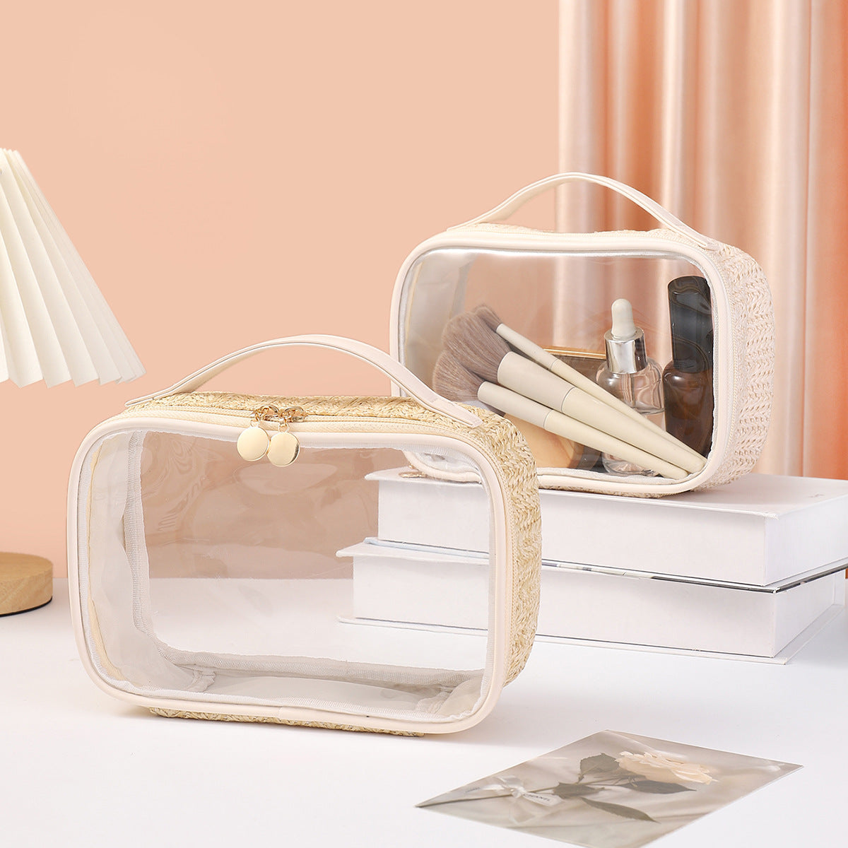 Ladies woven tote cosmetic bags, lightweight makeup bags,Business trip Transparent toiletries bag, Cosmetics storage bag, Transparent Cosmetic Bag, - SJB-DIAMOND ELITES