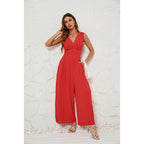 Sleeveless Jumpsuit High Waist Slim Straight Leg Wide