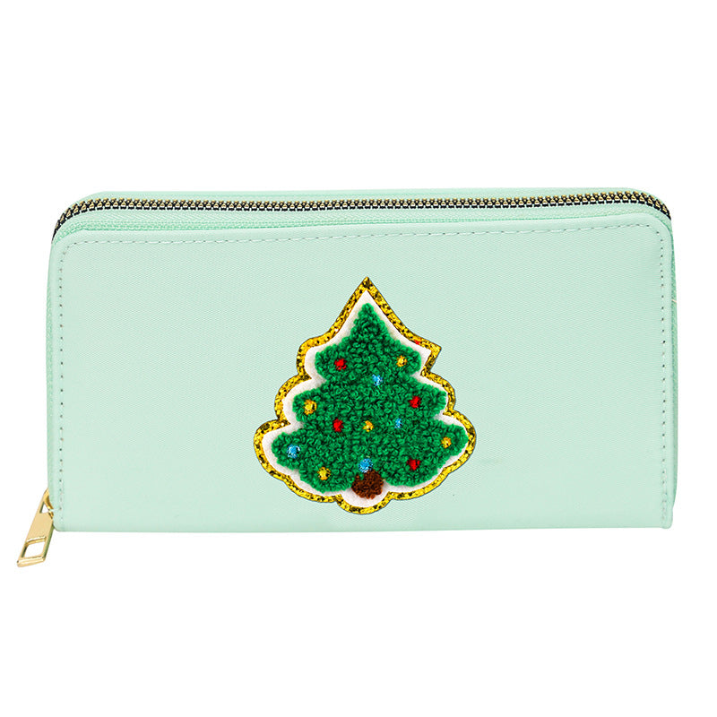 Women's alphabet embroidered wallet, long coin purse, nylon zipper ticket holder, multi-function card bag - SJB-DIAMOND ELITES